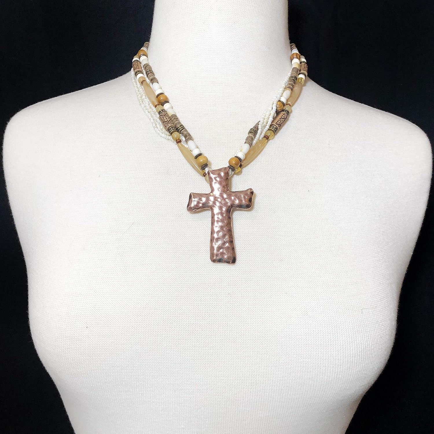 Gypsy Jewels Western Look Religious Layered Bead Boutique Multi Color Statement Necklace & Dangle Earrings Set