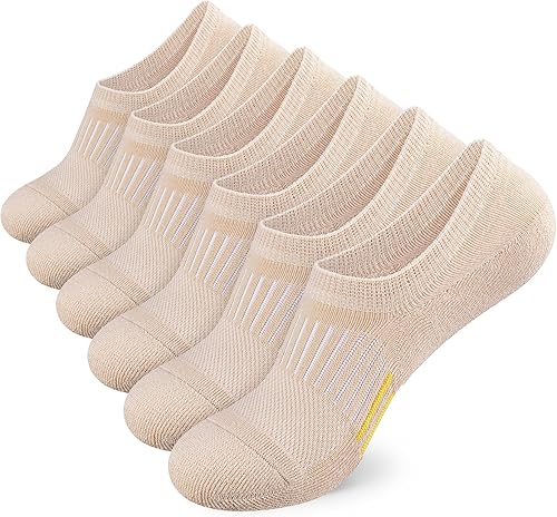Airacker Calcetines invisibles para mujer, atléticos, acolchados, de corte bajo, para correr, calcetines tobilleros para mujer, 6 pares