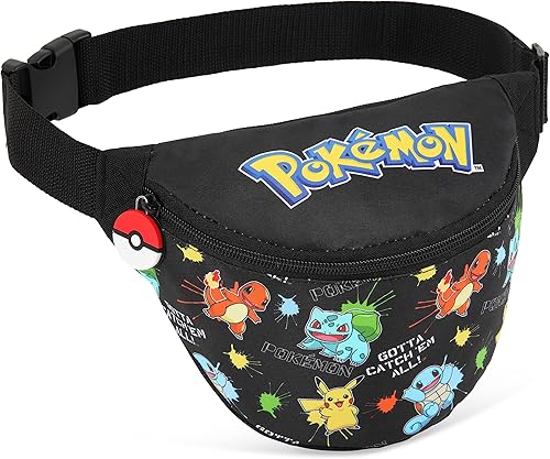 Bolsa de Pokémon para niños y niñas, bolsa de viaje para la escuela, festival, ligera, ajustable, riñonera, bolsillo con cremallera, regalos de