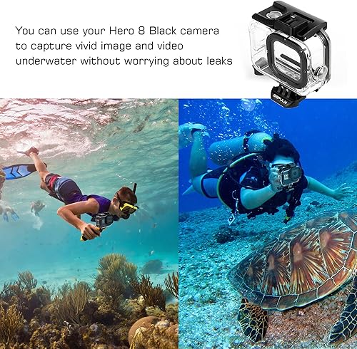 Miniatura 6 de Carcasa impermeable para GoPro Hero 8 Negro, doble ranura para zapata fría protectora subacuática carcasa para GoPro Hero 8 Cámara de acción negra