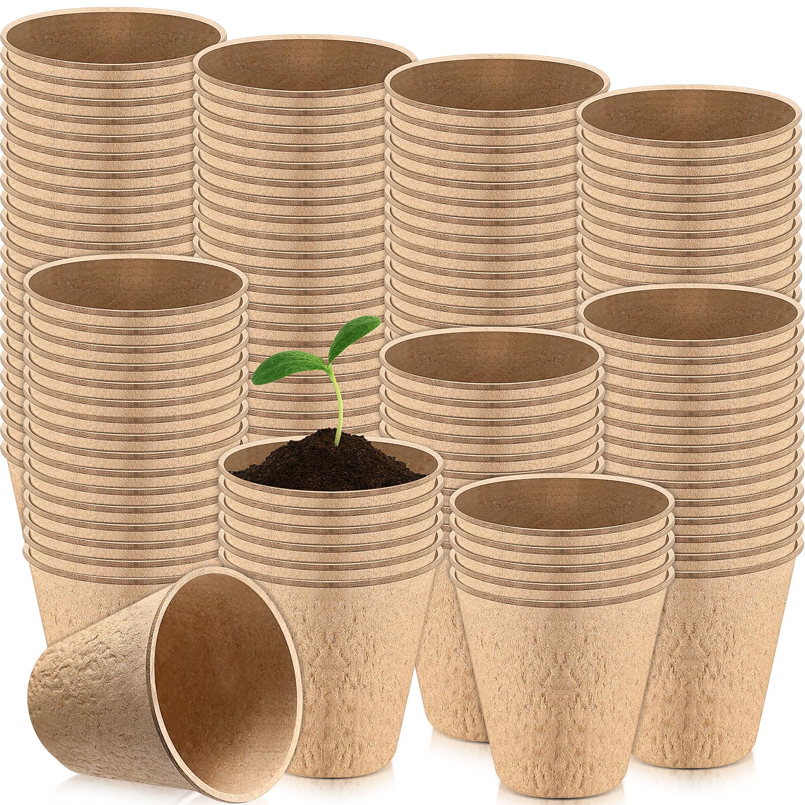 Photo 1 of meekoo 400 Pcs 3.15 Inch Peat Pots for Seedlings Round Plant Starter Pots Small Seed Starting Pots Nursery Plants Pots for Garden Planting Flower Herb Seed Germination Containers