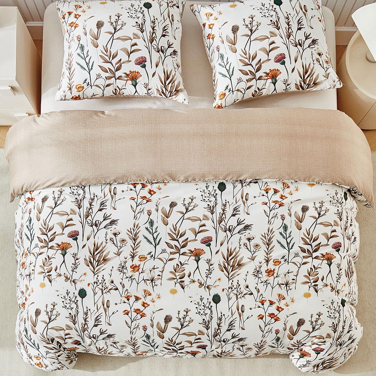 TTCM Funda Nordica Cama 180, Funda Nordica 240 x 260 cm, Incluye 1 Fibra Ultrafina con Estampado Floral Funda Nórdica 240x260 cm + 2 Funda Almohada 65x65 cm, con Cremallera