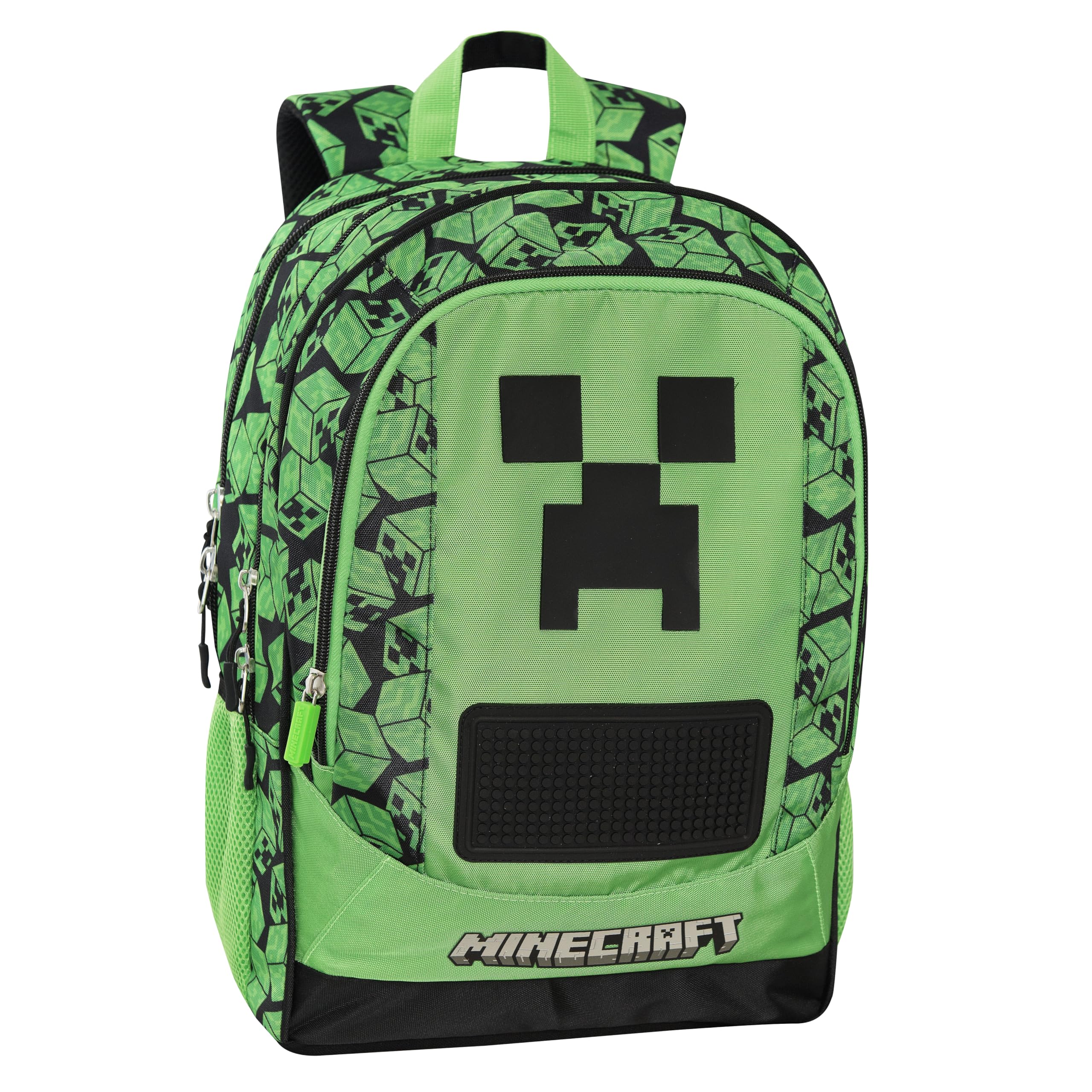 MINECRAFT - Zaino Scuola Trolley Ufficiale Minecraft, Maniglia Regolabile, Trolley Staccabile, Spallacci Imbottiti e Regolabili, 2 Scomparti Principali, Tasche Frontali con Zip, 34x52Hx22 cm, Verde
