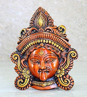 eSplanade Brass Kaali Ma Wall Hanging - 7.25 inches | Kali Maa Kali Mata Face Wall Hanging Idol Statue Sculpture