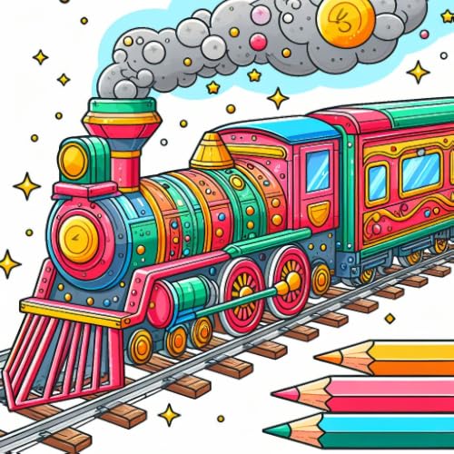 Trains Paint by Number - Vehicles Color + Glitter + Crayon + Oil Paint Coloring Pages