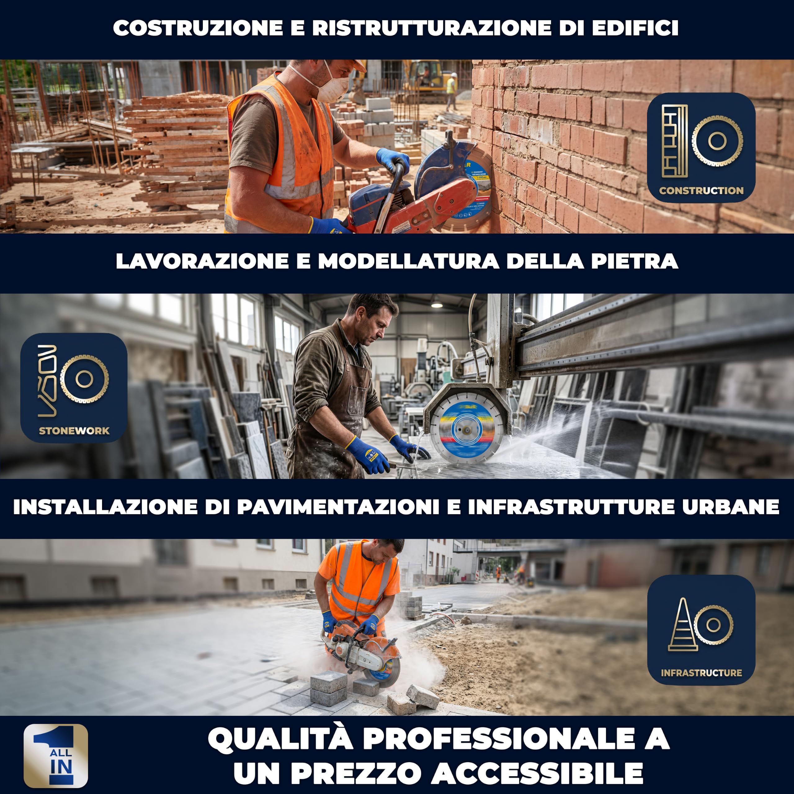 S&R Disco diamantato 350 mm Calcestruzzo. Disco Smerigliatrice 350 per troncare tagliare Calcestruzzo, Pietra, Mattoni Muratura
