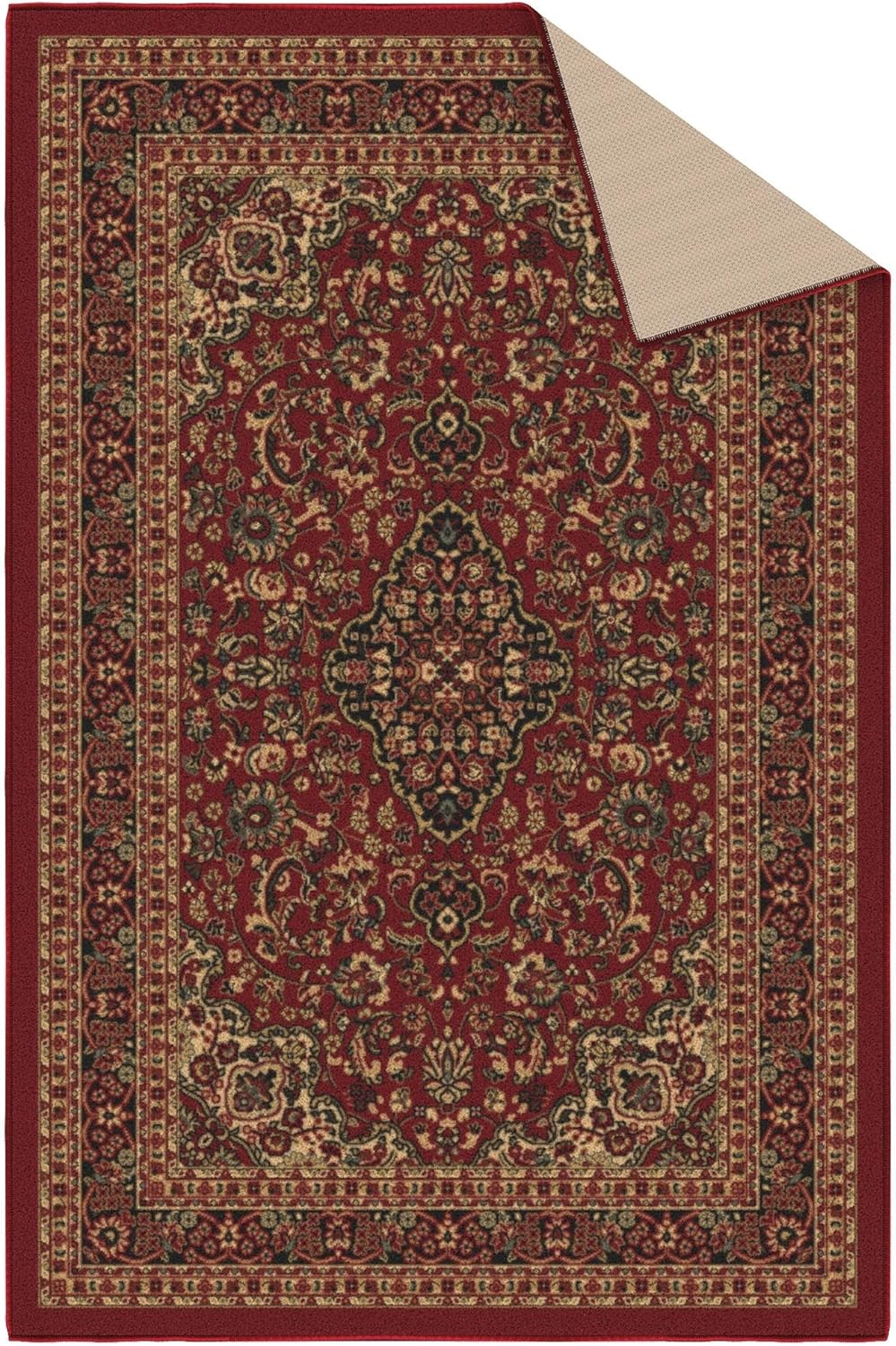Ottomanson 3'3" x 4'7" Rugs for Living Room Oriental Area Rug for Bedroom - Non Slip Durable Large Floor Carpet for High Traffic Areas - Indoor Rug for Dining Room Kitchen Kids Playroom, Red