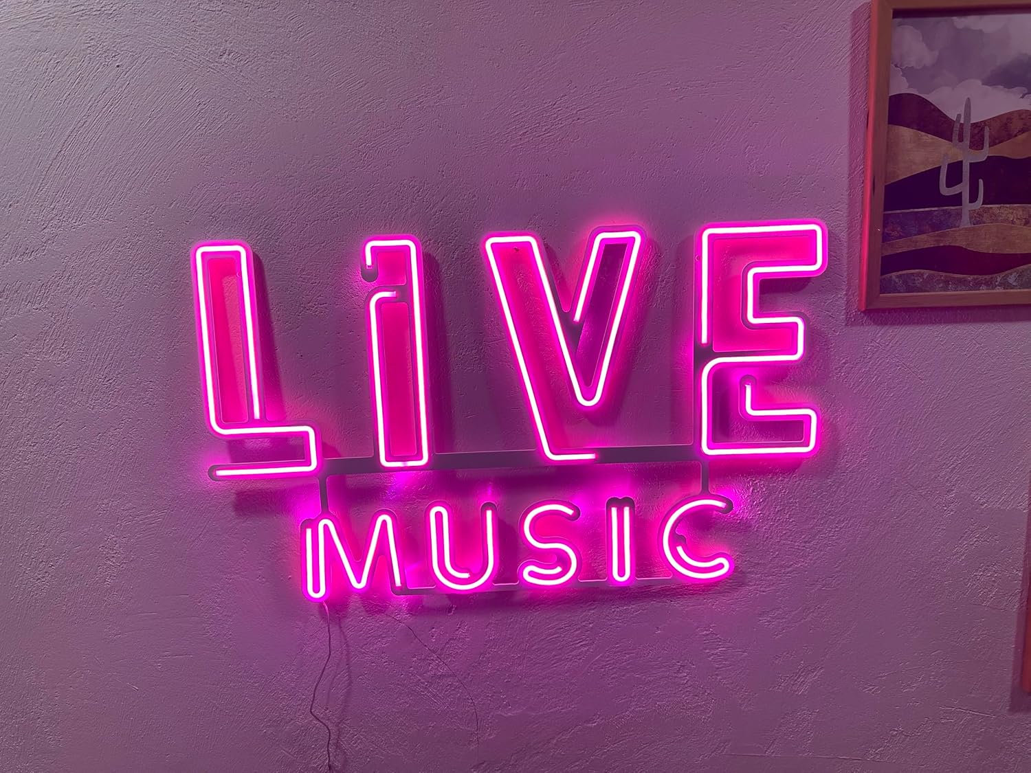 Live Music Wall Decor, Neon Metal Wall Art, Music Wall Art, Neon Wall Decor, LED Light Decor, Home Office Hotel Pub Bar Cafe Wall Decor (Large with Remote Control)