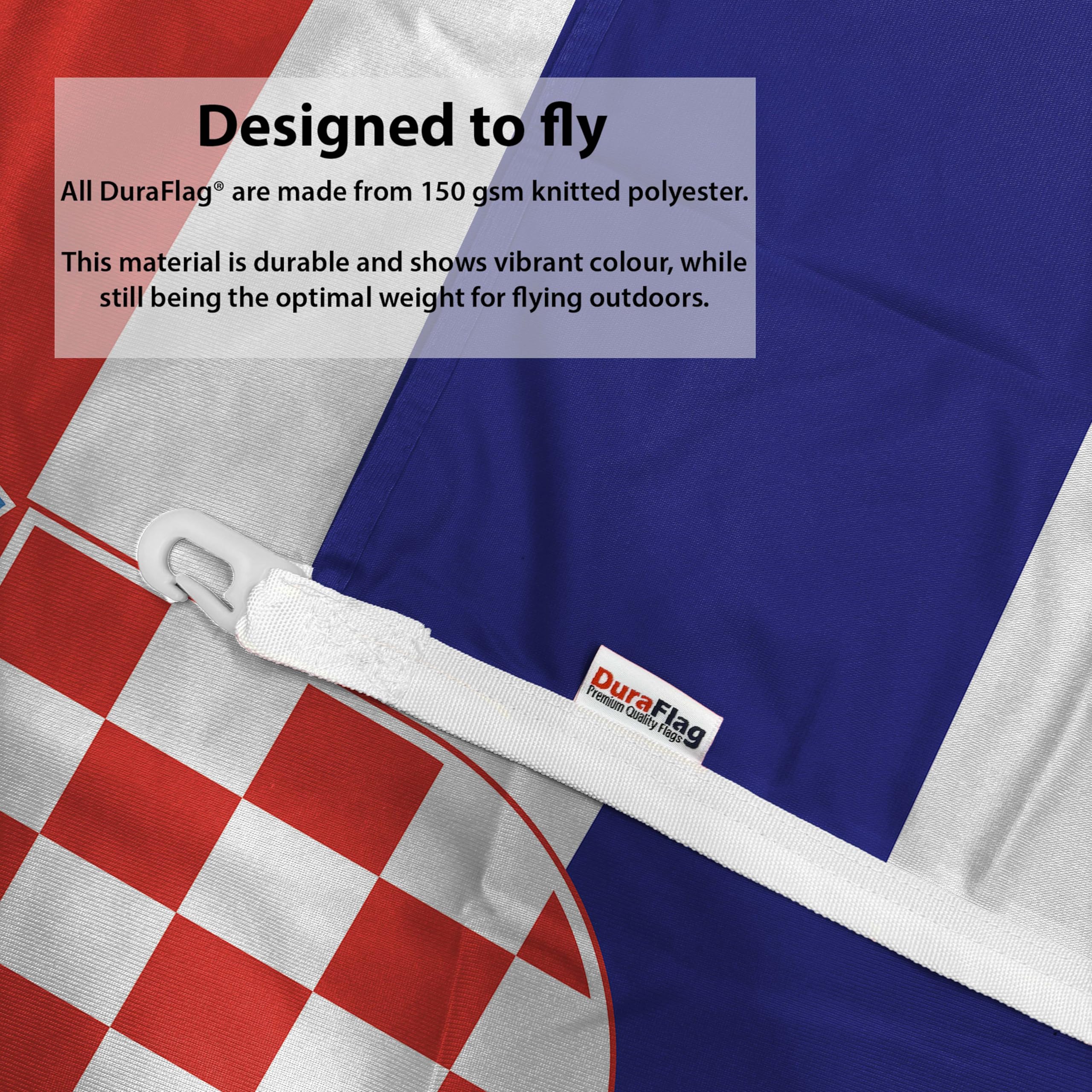 Croatia DuraFlag with Clips 5ft x 3ft Premium Quality Flag 150cm x 90cm, 5ft x 3ft (150cm x 90cm) - Image 3