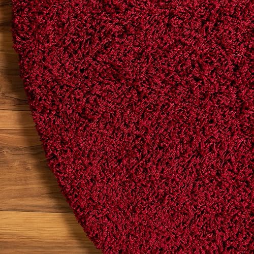 Miniatura 9 de Unique Loom Solid Shag Collection - Alfombra de área (7 pies 10 pulgadas x 10 pies, ovalada, rojo cereza)