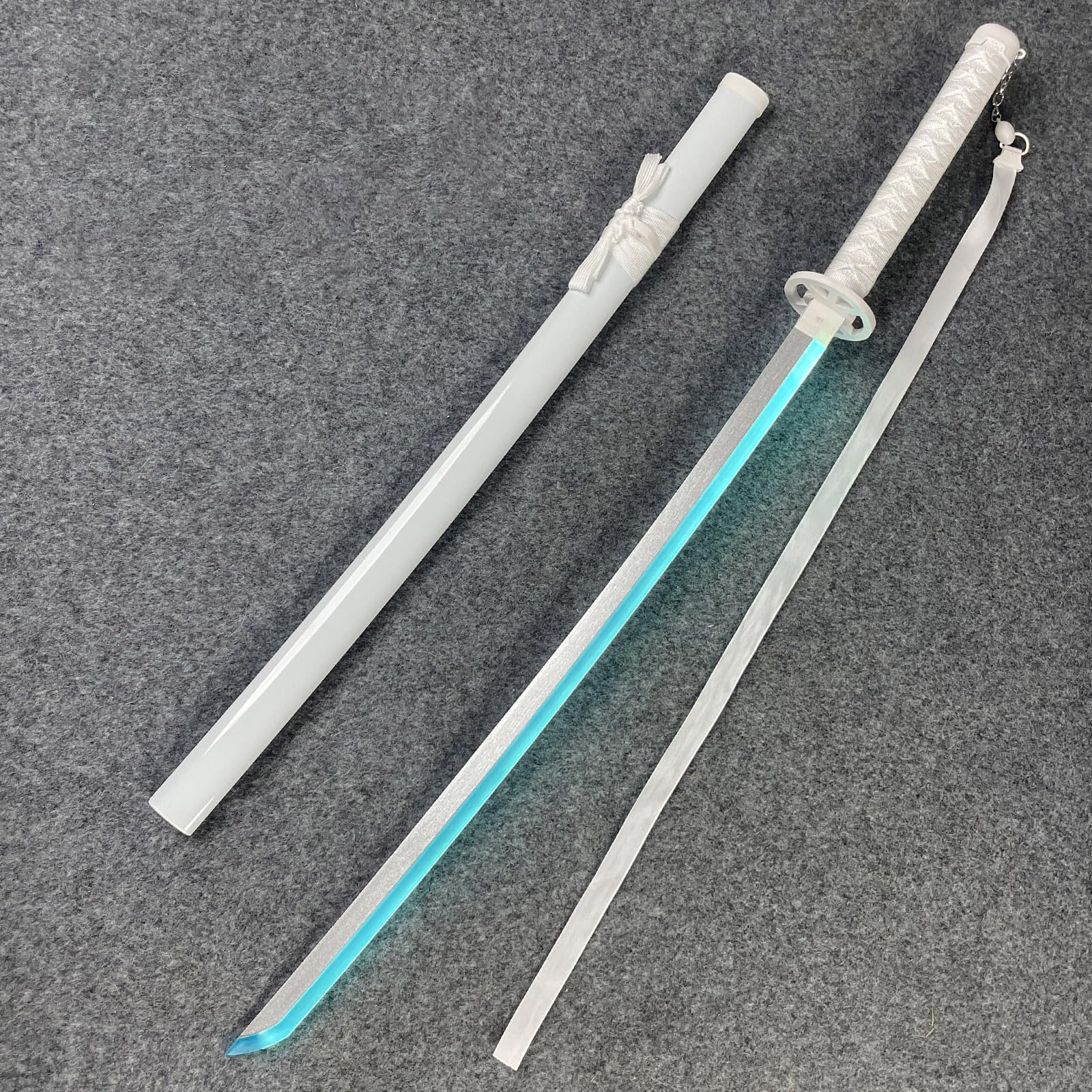 Sable de luz de 100 cm,Katana de Madera,Bokken Hecho a Mano con Banda Luminosa,Katana de bambú para Entrenamiento de Kendo,Cosplay,Fiesta,Regalo (Negro,Blanco)