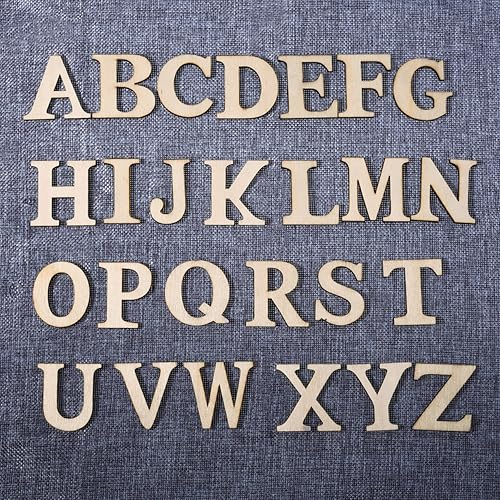 Miniatura 4 de Satinior, 124 letras de madera, mayúsculas, minúsculas, números, para manualidades y decoración