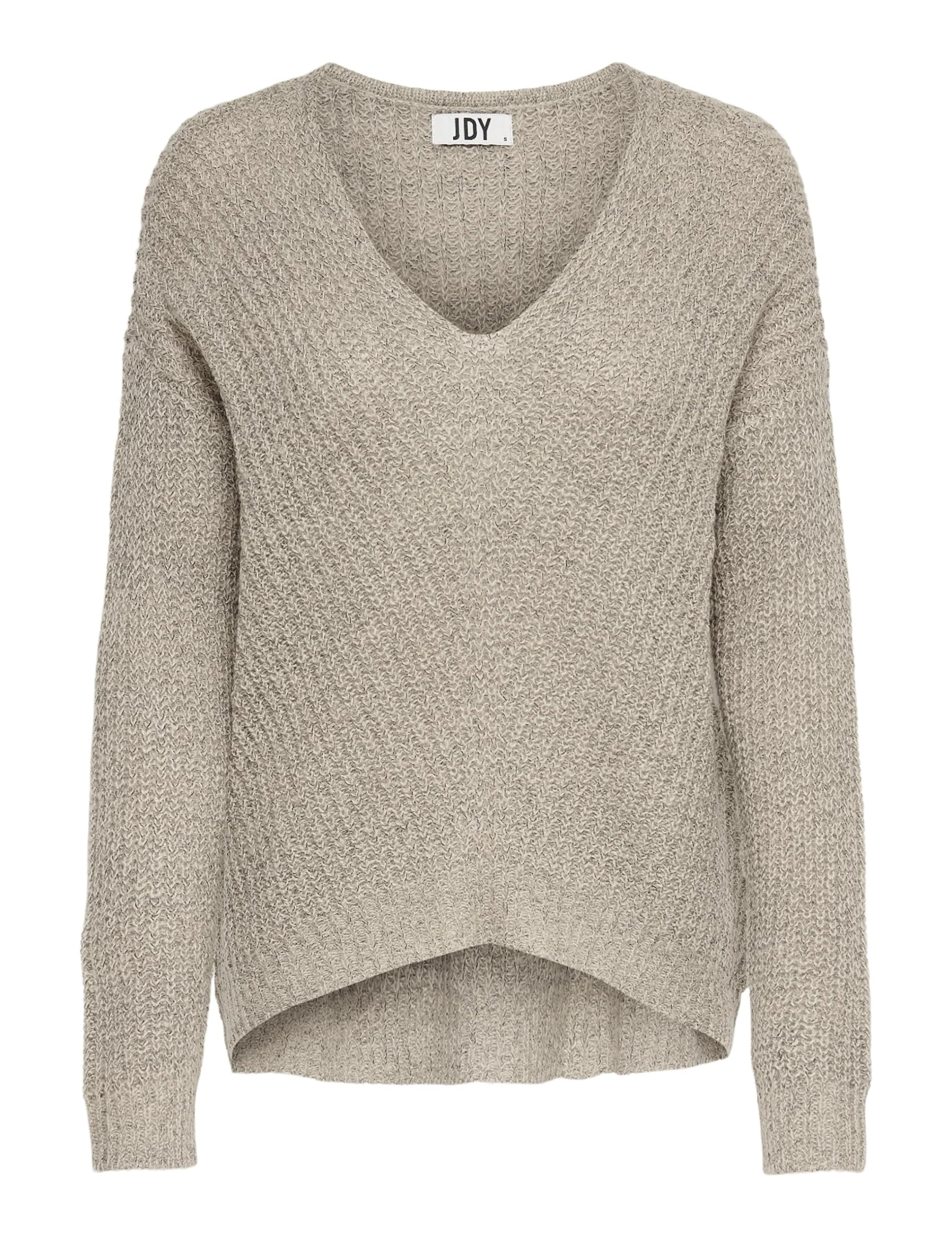 JDY Women's Jdynew Megan L/S Pullover Knt Noos Sweater, Cement/Detail: W. Black Ply, S UK