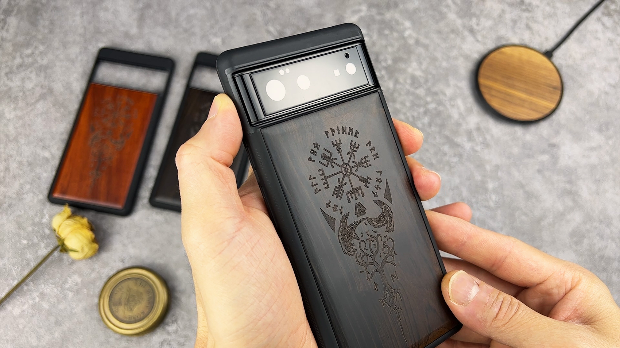 Custodia Legno Google Pixel 7 Carveit Intarsi Artistici TPU Custodia Google Pixel 7 In Legno Con