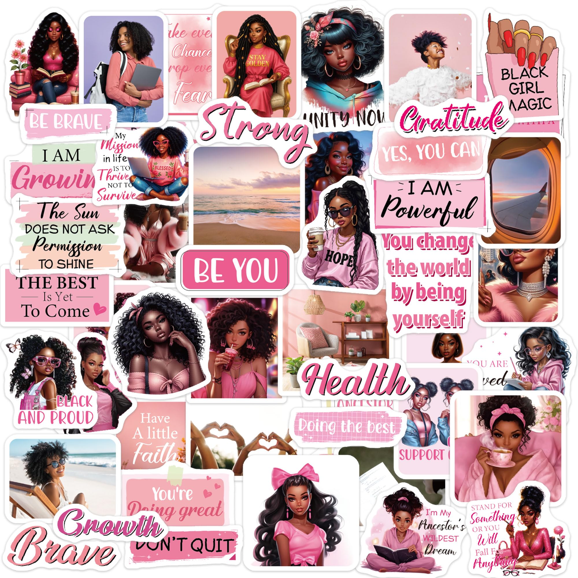 Black Girl Vision Board Aufkleber, 50 Stück, Rosa, Affiration Gebet, Vision Board Supplies für Frauen, inspirierender Aufkleber, Tagebuch, Scrapbooking, Planer, Laptop, religiöse Geschenke für