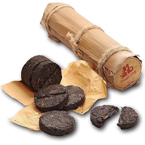 Jinglong Tea Factory - Té Pu-erh en tubo de hojas de bambú 80 tazas té Puerh maduro 71 onzas