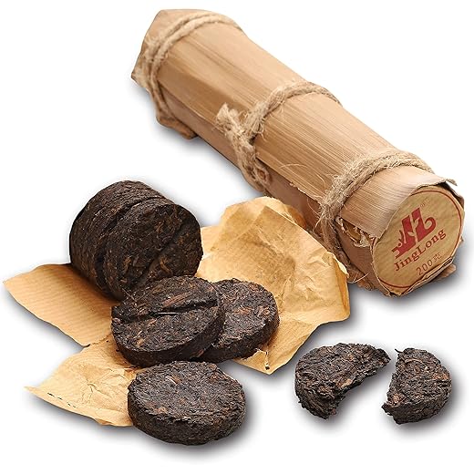 Jinglong Tea Factory - Pu-erh Tea in Bamboo Leaf Tube (80 Cups) Ripe Puerh Tea (7.1 Ounce)