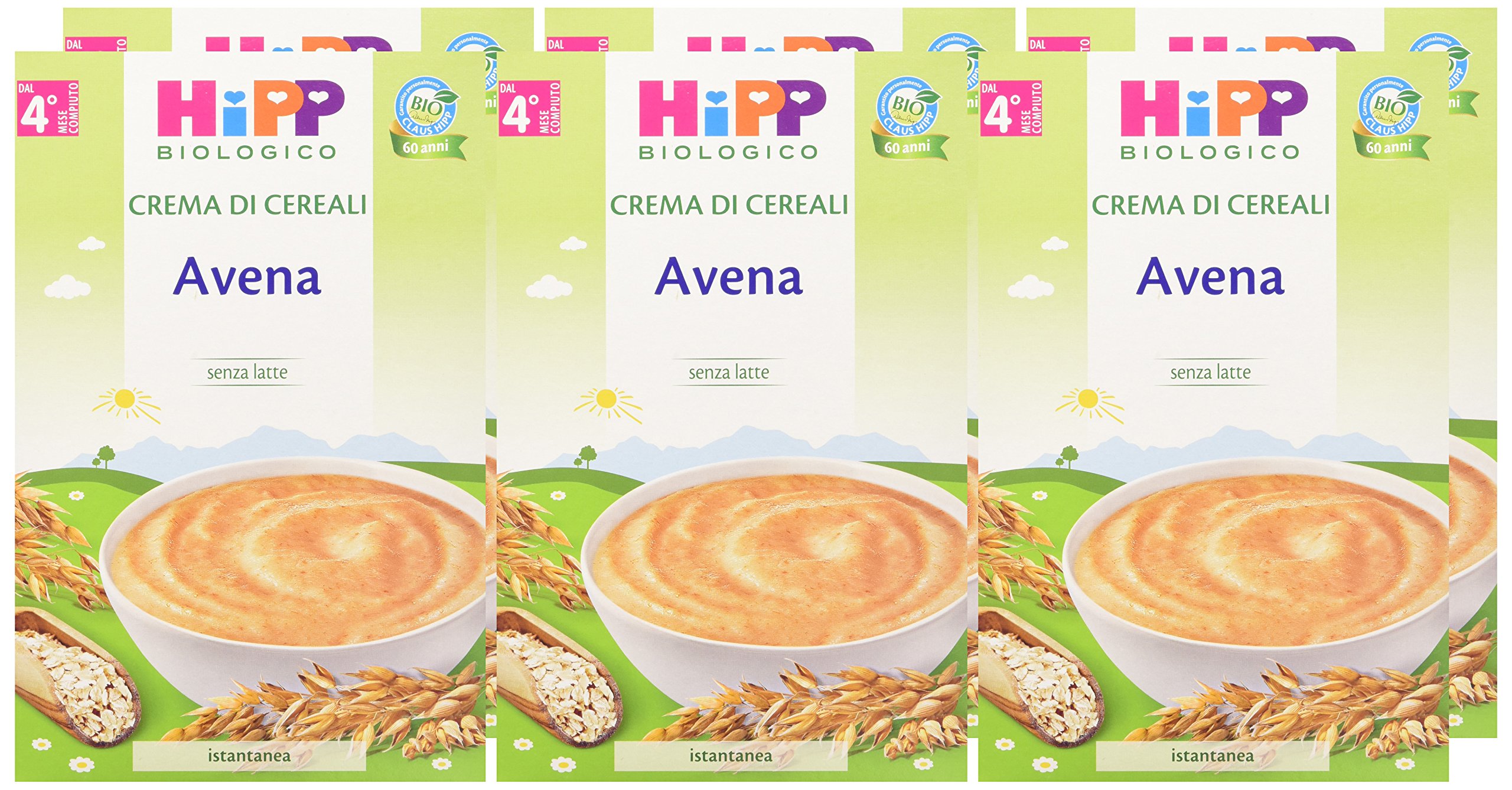 HiPP - Crema di Cereali Bio, Avena, 6 Confezioni da 200 g