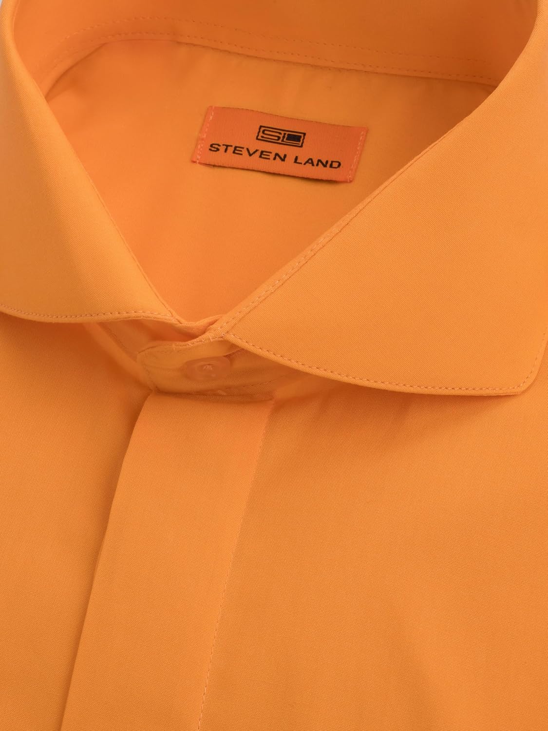Steven Land Poplin Dress Shirt Hidden Placket 100% Cotton | Cutaway Collar | French Cuff Classic Fit