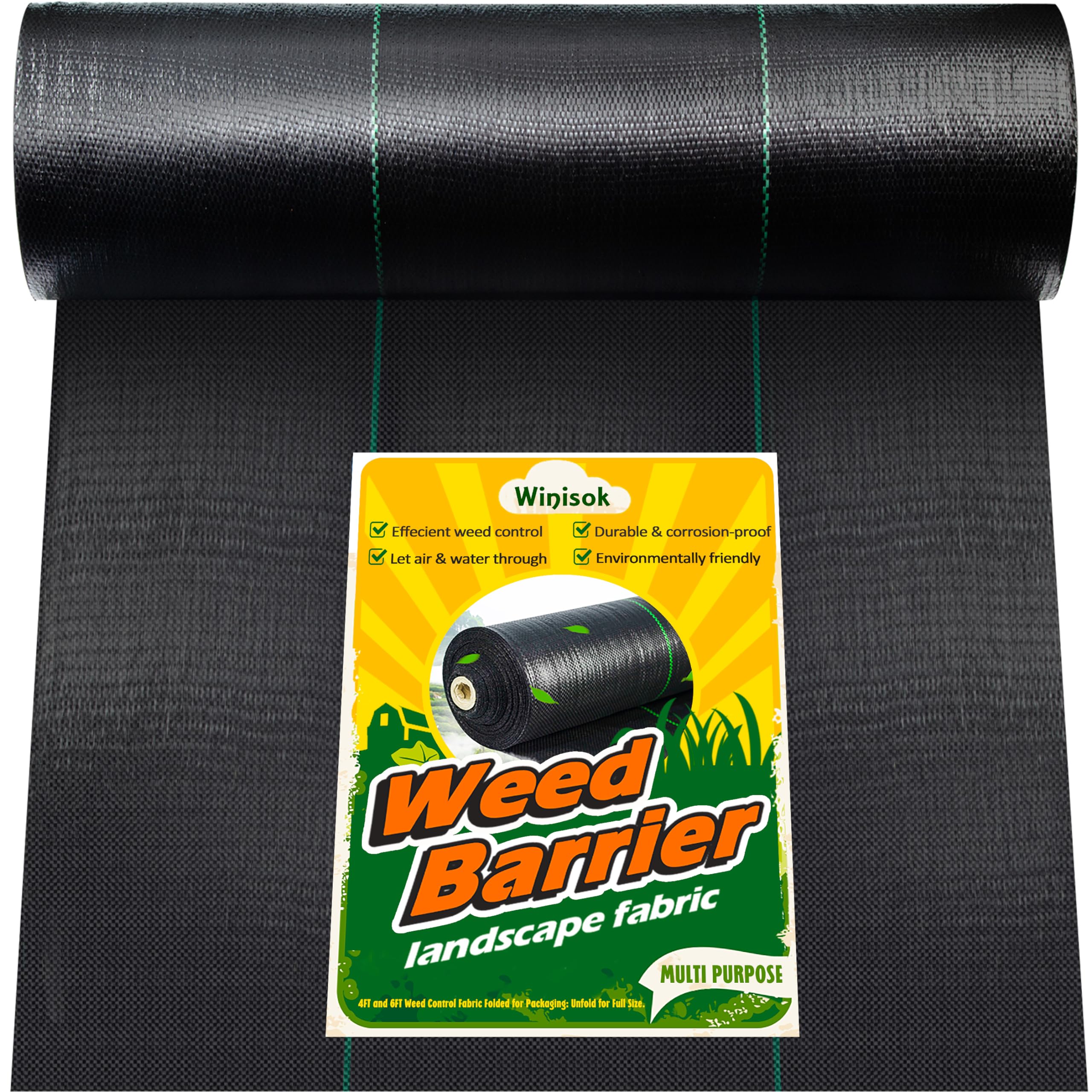 Garden Weed Barrier Landscape Fabric 6FT x 100FT, Premium Weed Control Garden Cloth, Durable Woven Geotextile Fabric, Mulch Breathable Ground Cover for Landscaping Weed Blocker Garden Bed