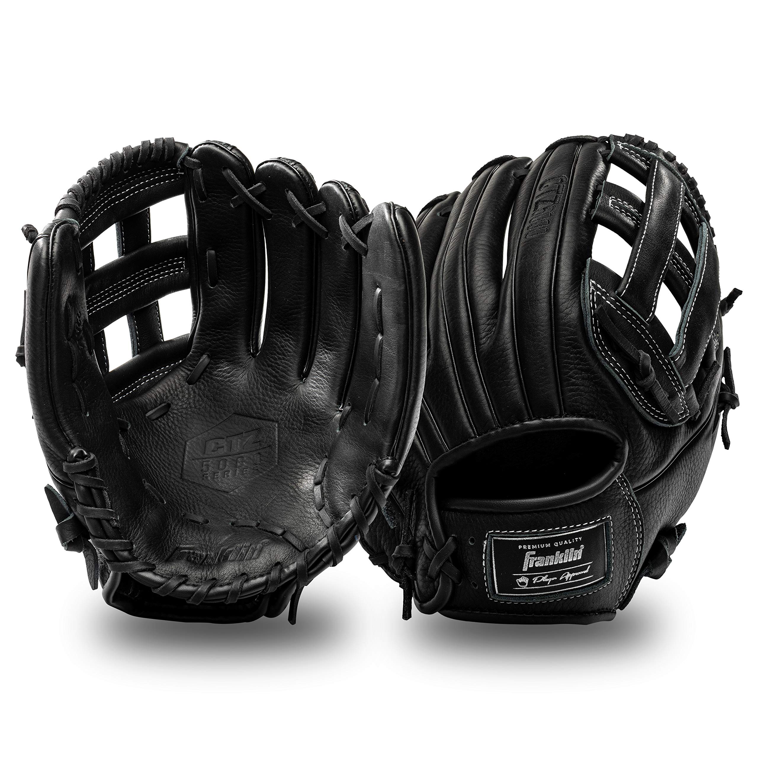 Franklin Sports Gants de Baseball en Cuir de Vache Noir CTZ5000