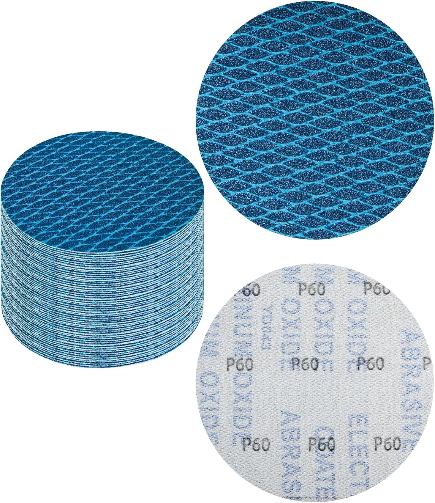 32Pcs 5 Inch Hook & Loop Sanding Discs 60 Grit Sander Pads, 125mm Diamond Sandpaper for Home DIY, Wood Crafts, Furniture Repair & Metal Sanding(Blue)