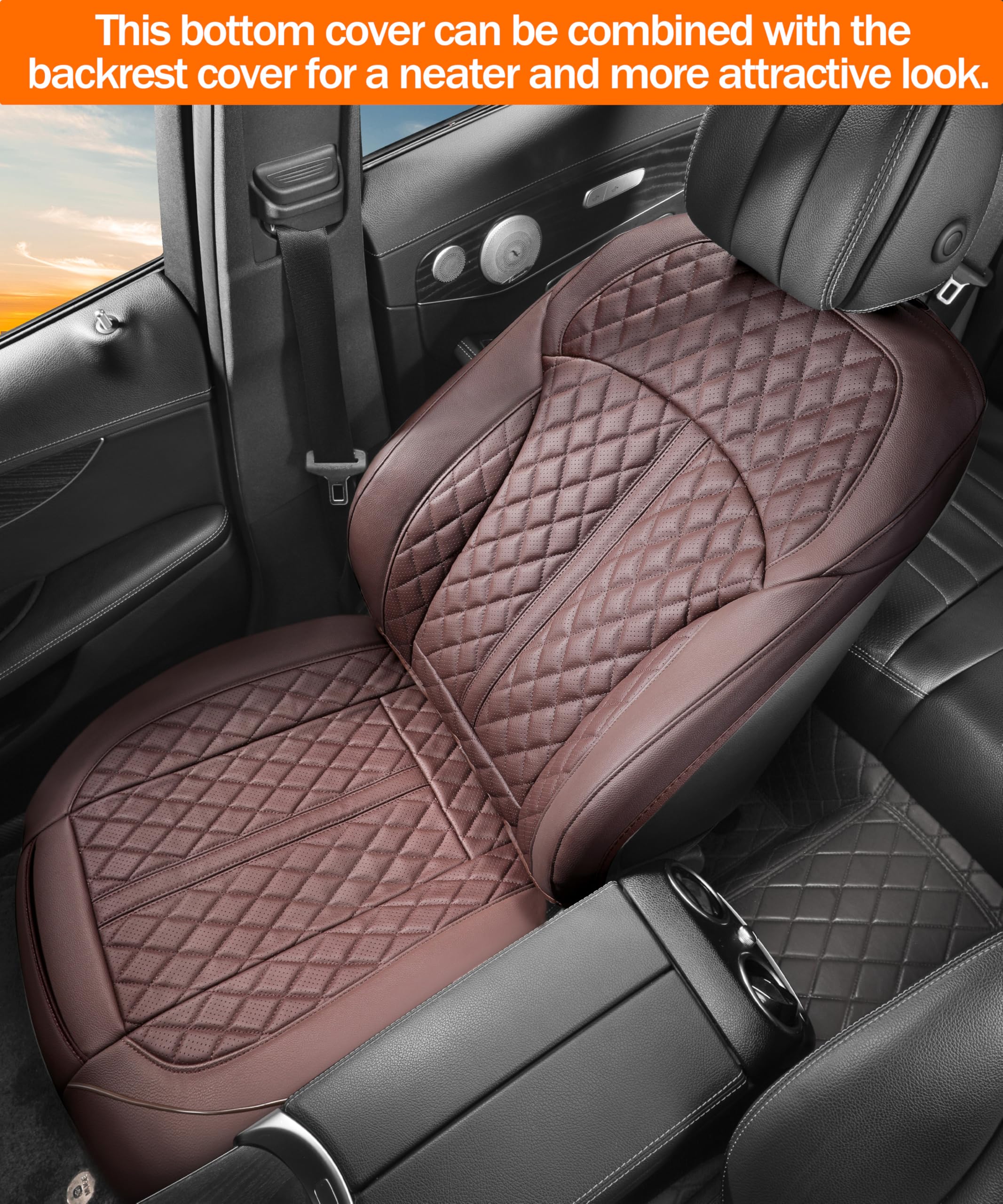 UVBDF Lot de 2 housses de siège universelles en cuir de vache marron pour voitures, camions, SUV