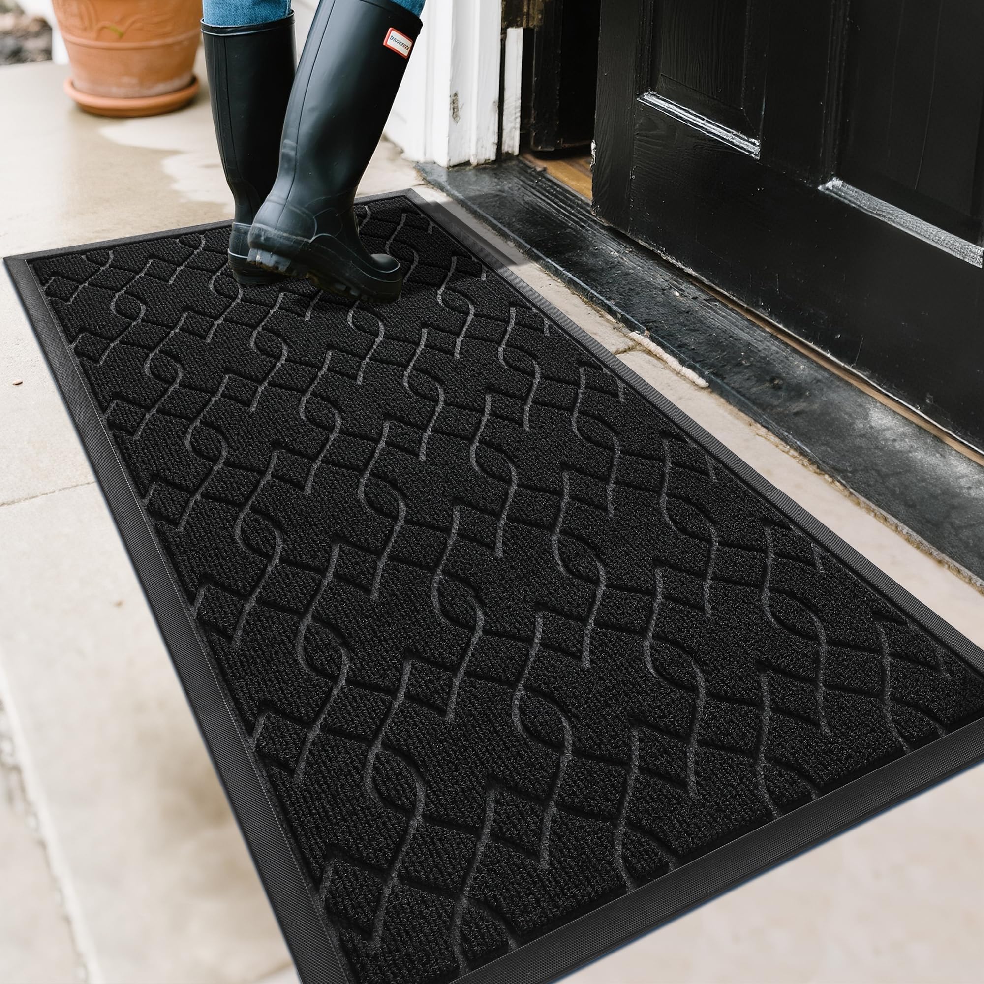 Yimobra Large Door Mat 47x24, All-Season Waterproof Doormat Outdoor Entrance, Heavy Duty Non-Slip Outside Door Mat for Garage Patio Proch Entryway