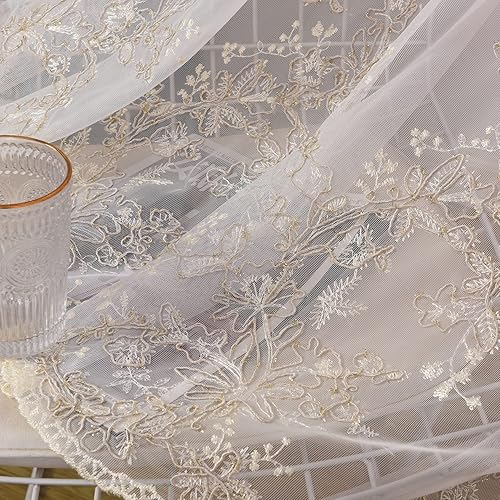 Miniatura 6 de GYROHOME Cortinas de doble capa con gasa transparente bordada, mezcla y combina cortinas de oscurecimiento de la habitación, con ojales en la parte