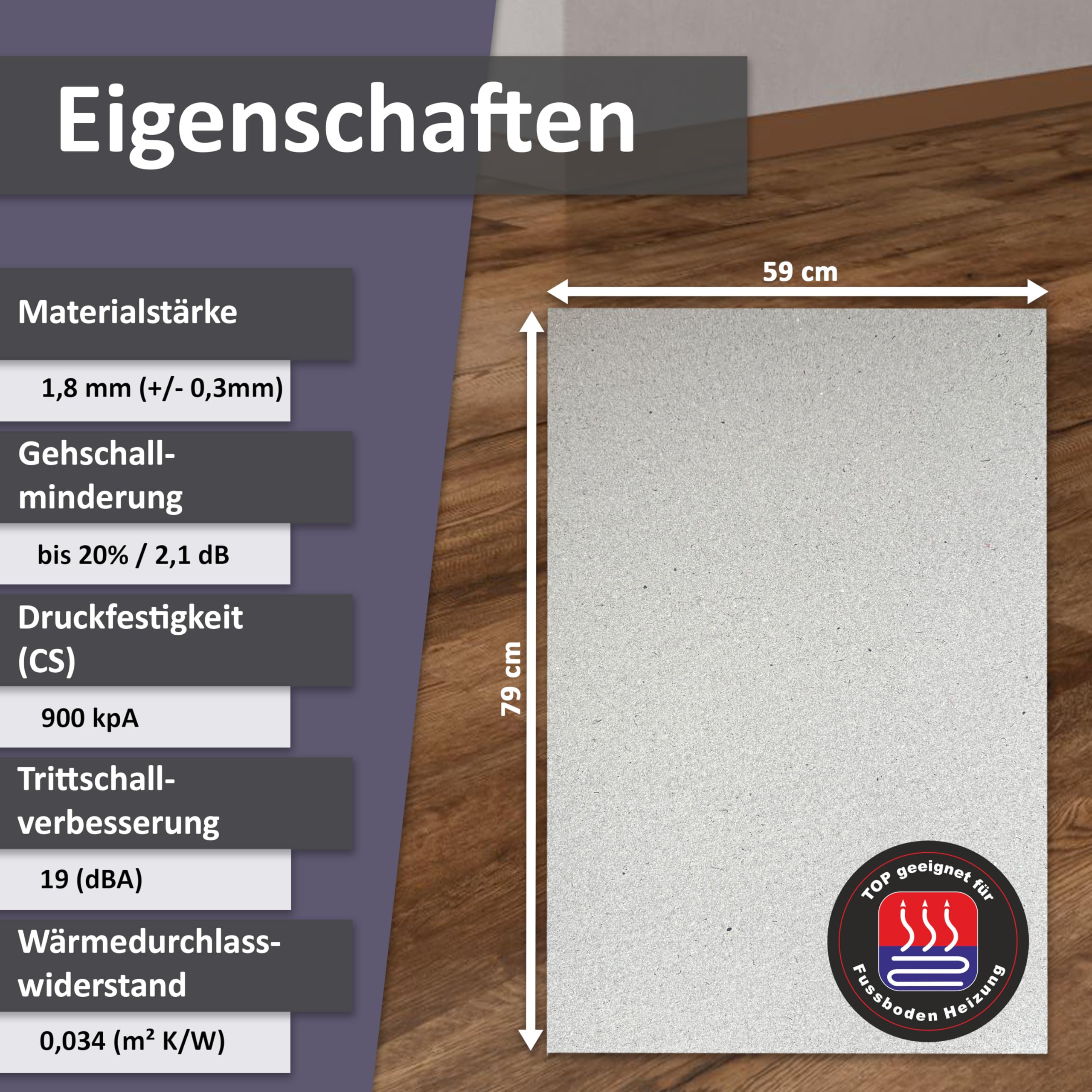 uficell® Vinoboard Akustik Vinyl Trittschalldämmung für Vinyl-/LVT Designböden mit anti-slip Effekt 1,8 mm stark - Die Ideale Unterlage für Vinyl-/LVT Klick Böden (4 Pakete - 28 m²)