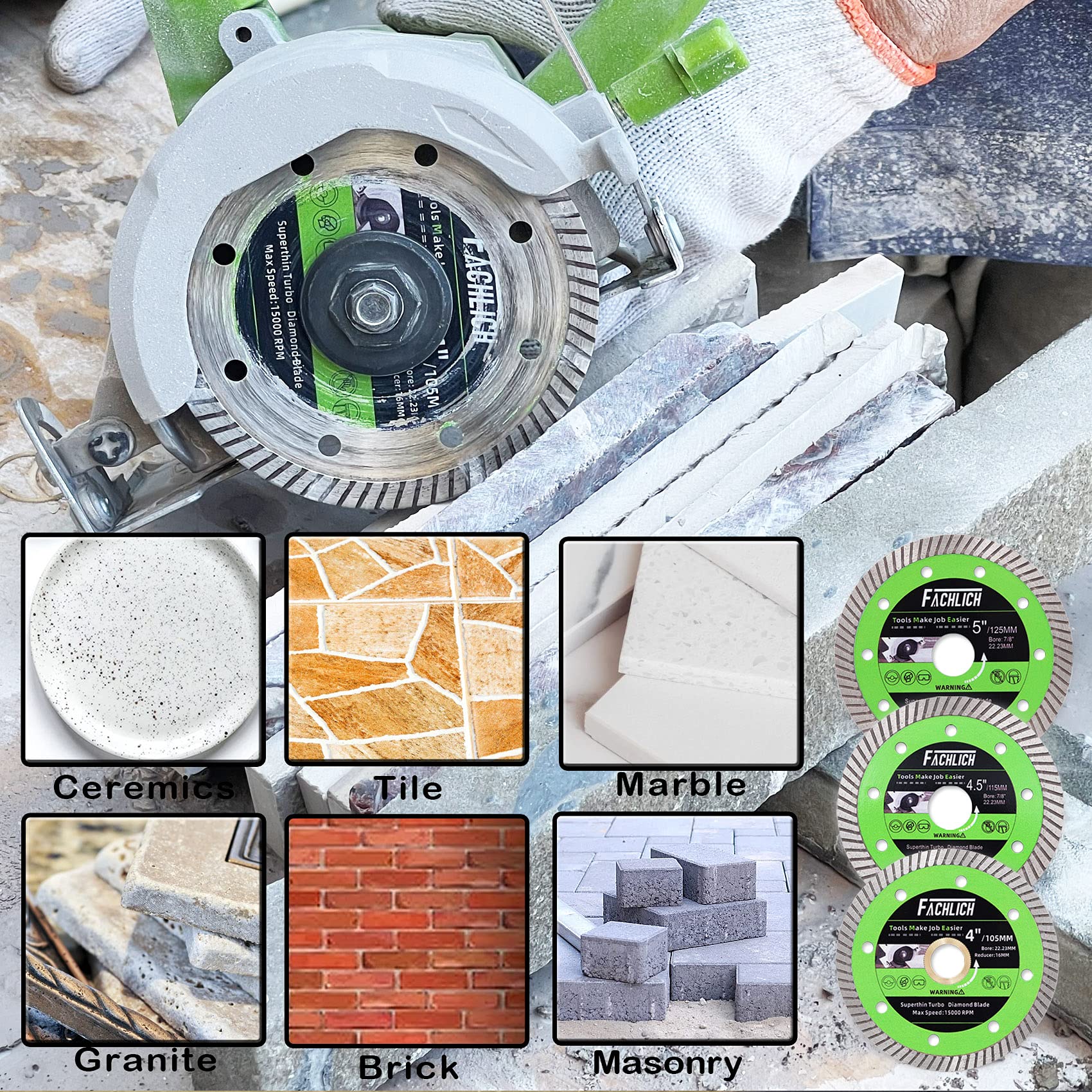 Disco Tronzador de Diamante,10 Piezas 105mm Hoja de Sierra para Porcelana Azulejos Cerámica Granito Mármol