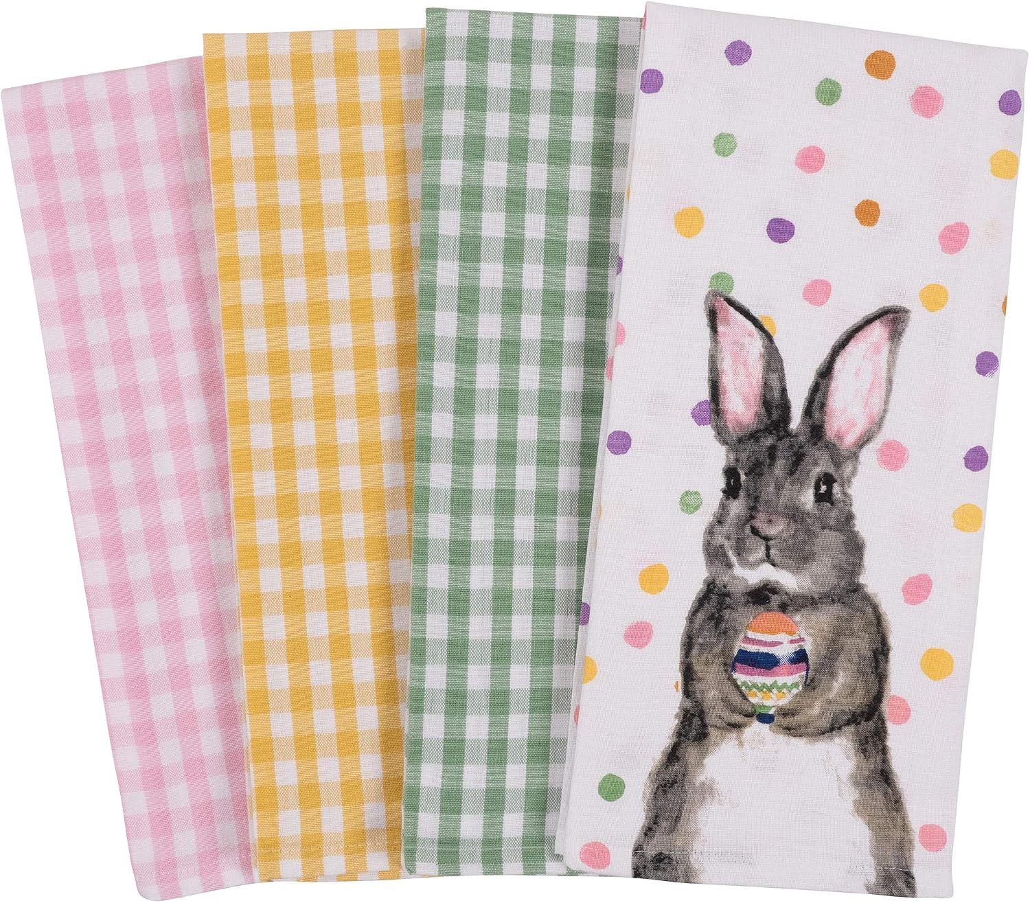 KAF Home Pantry Kitchen Holiday Dish Towel Set of 4, 100-Percent Cotton, 18 x 28-inch (Easter Egg Bunny)