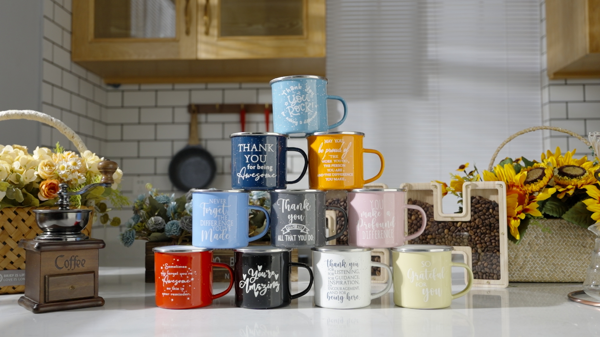 Set de 10 tazas esmaltadas blancas de 12 oz miniatura 7