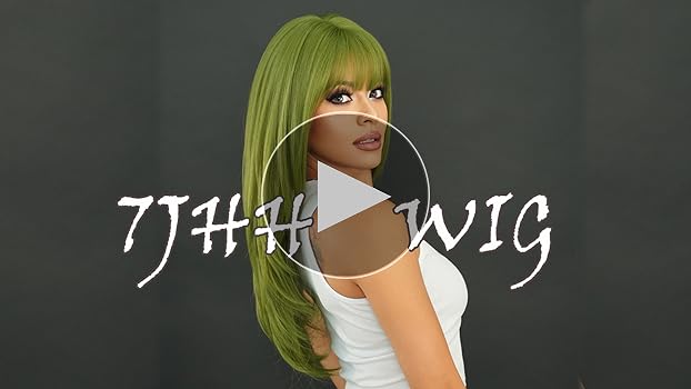 Amazon.com : 7JHH WIGS Long Straight Green Synthetic Wig