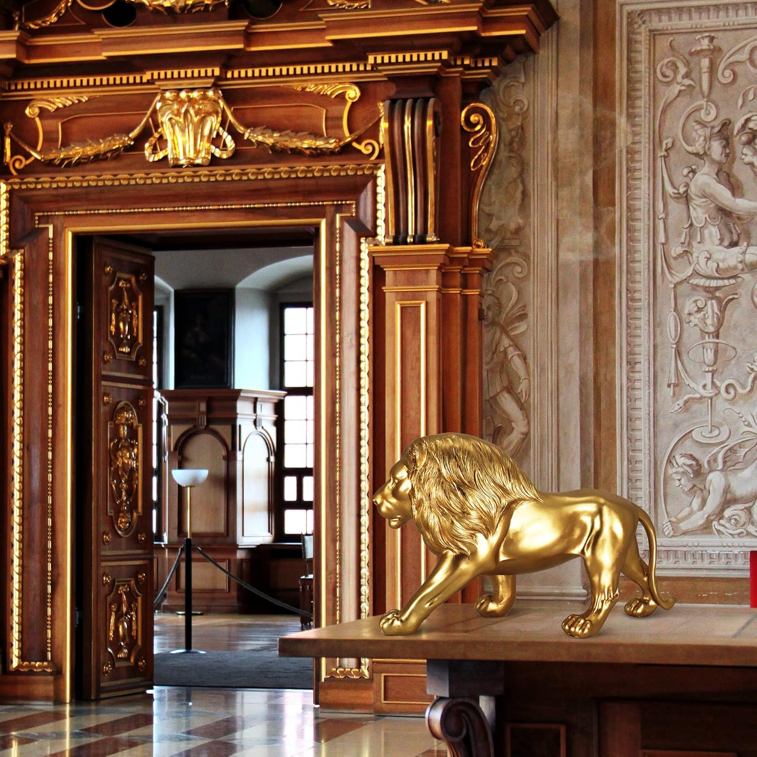 12" Decoration Collectible Gold Lion Statue, Desk Decor, Room Decor, Home Decor, Modern Art Sculpture, Handmade Resin Animal Statue, Gift for Women,Brother,Friend - Image 6