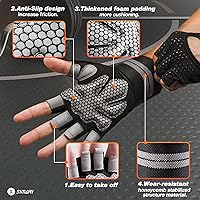 Vista 2 de SIMARI Breathable Workout Gloves for Men Women, Padded Weight Lifting Gloves with Wrist Wraps Support, Full Palm Protection, Grip for Gym Training