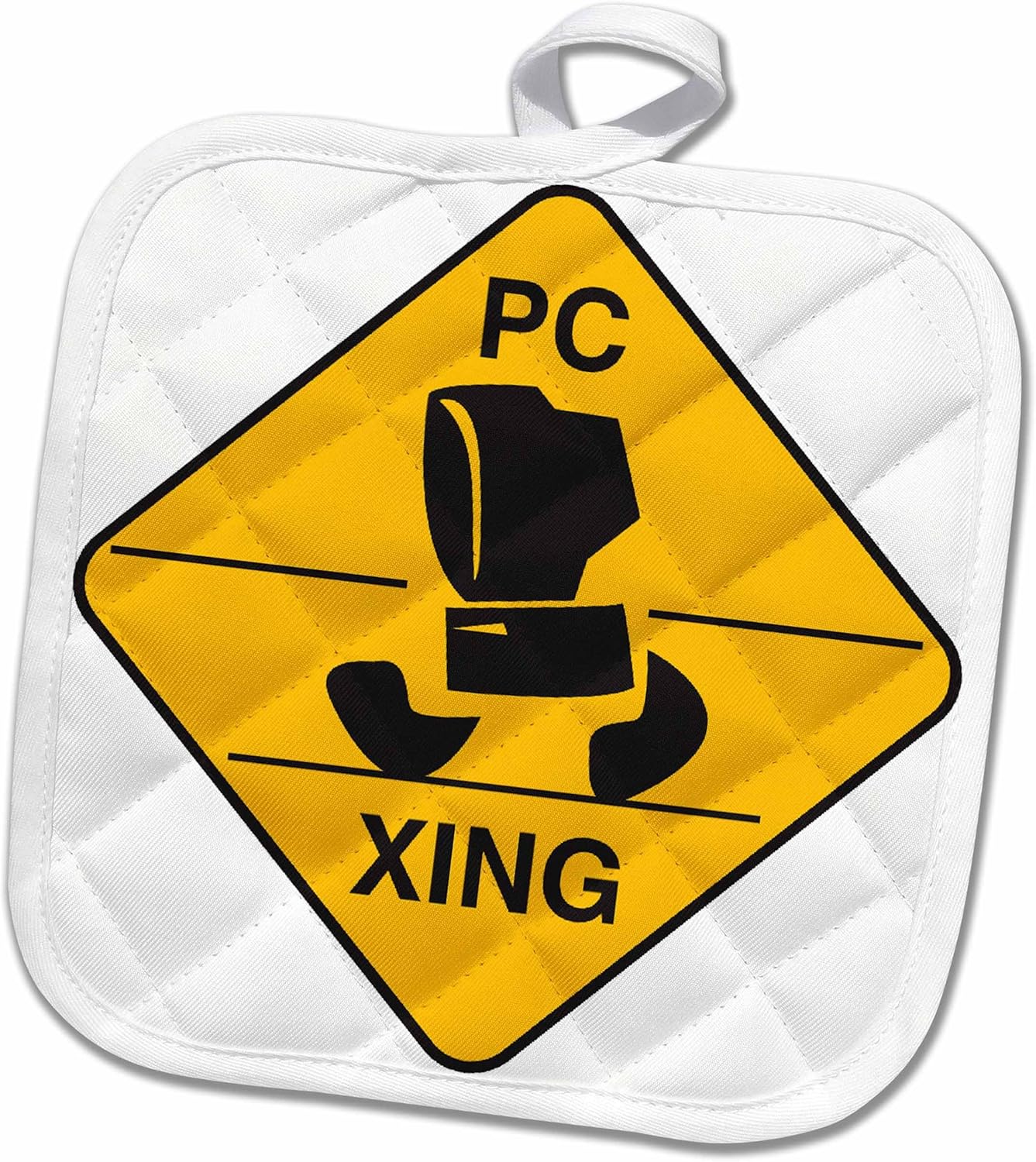 3D Rose Computer Pc Xing Crossing Funny Geek Sign Design Pot Holder, 8 x 8