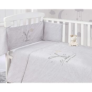 grey and white cot