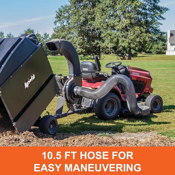 Agri-Fab Hard Top Mow-N-Vac Tow Behind Lawn Vacuum, 32 Cu Ft Leaf and Grass Collection System with 208cc Engine