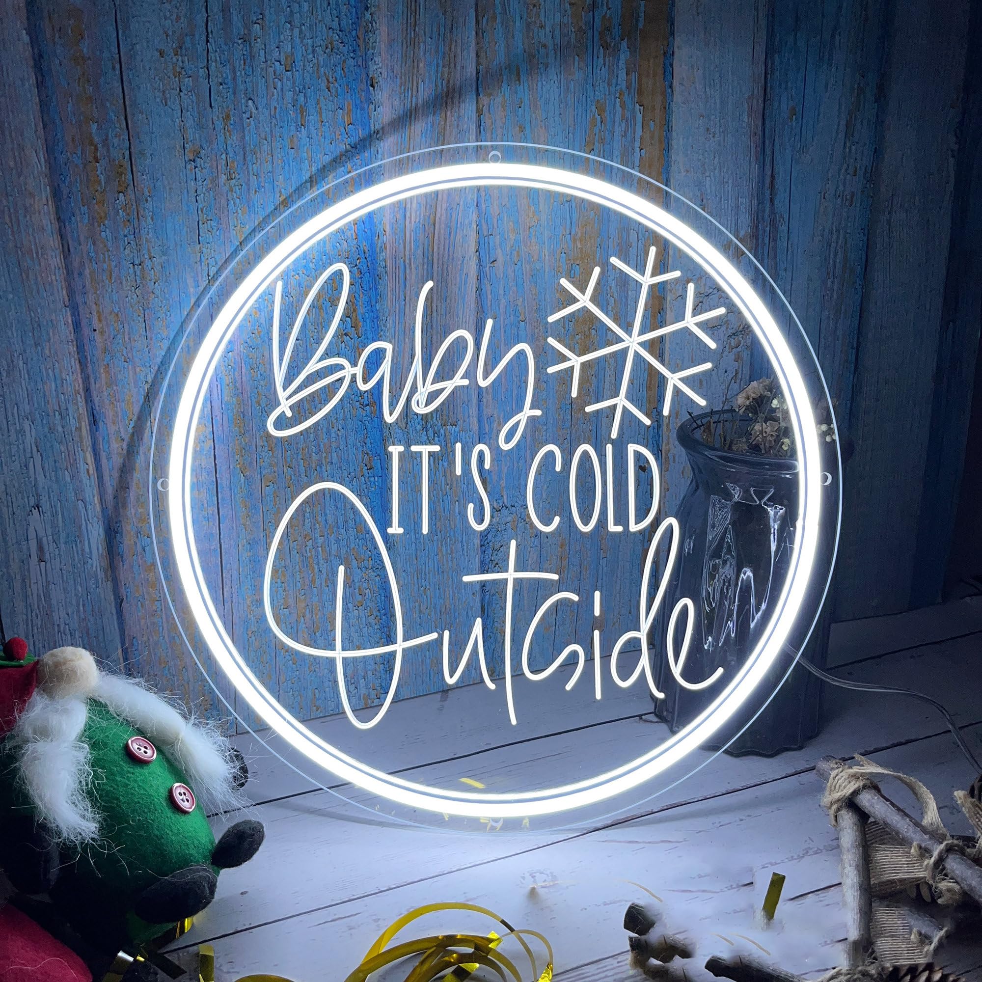 Baby It's Cold Outside Neon Sign, Christmas Neon Sign, USB Led Light for Kids Rooms, Festival Party Event Decor, Shop Signage
