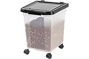 IRIS USA WeatherPro Airtight Dog Food Storage Container (Up to 25 Lbs with Wheels)