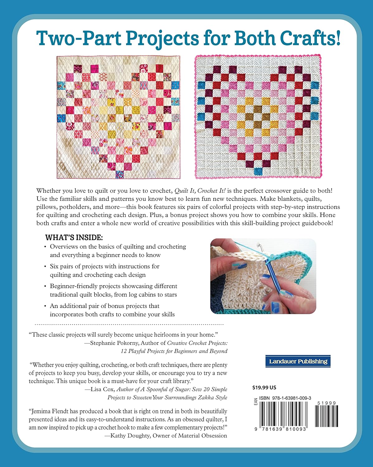 Quilt It, Crochet It!: Sew and Stitch 14 Colorful Designs (Landauer) Beginner's Guide for Quilters and Crocheters to Learn the Other Craft - Make Quilts, Pillows, Blankets, and More in Fabric or Yarn image 2