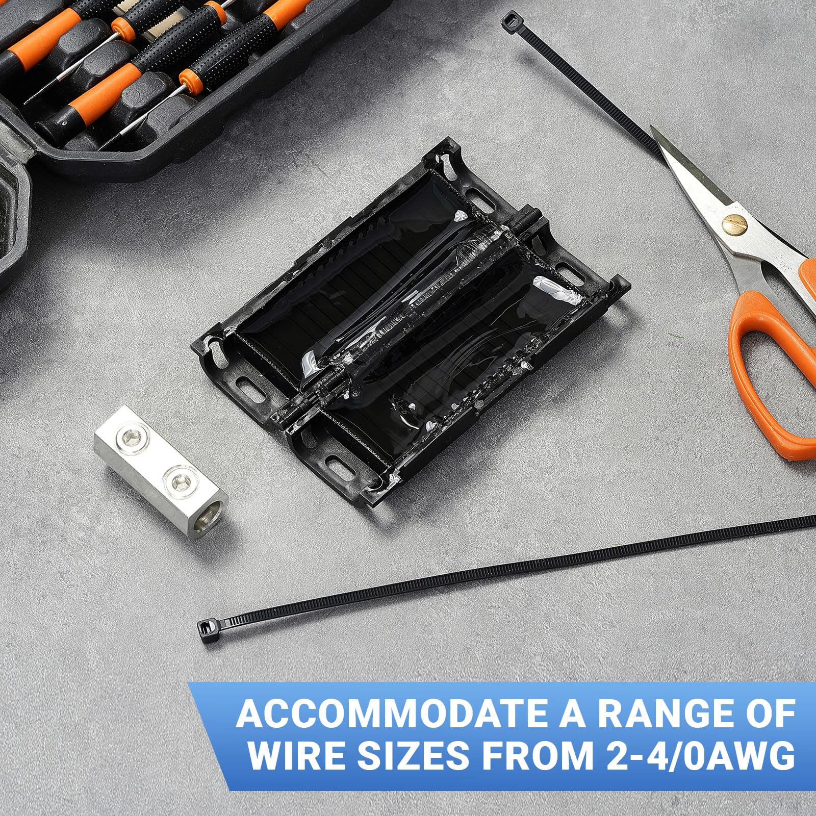 Relaxweex 1 Set Erddraht-Spleiß-Set für 2–4/0 Bereich, UF-Drahtgriff bis zu 600 Volt, inkl. Steckern und Schrumpfschlauch-Elektrokabel