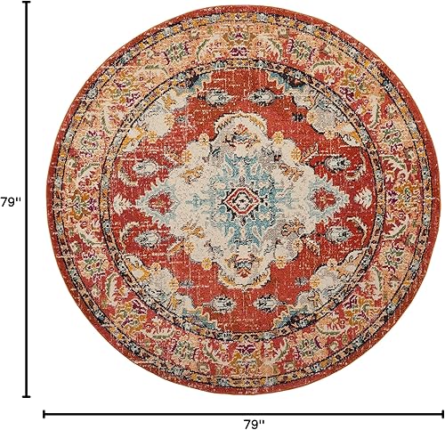 Miniatura 333 de Safavieh Tapete de área grande, colección Monaco, 11 pies x 15 pies, azul marino y celeste, diseño desgastado de medallón, no desprende pelusa