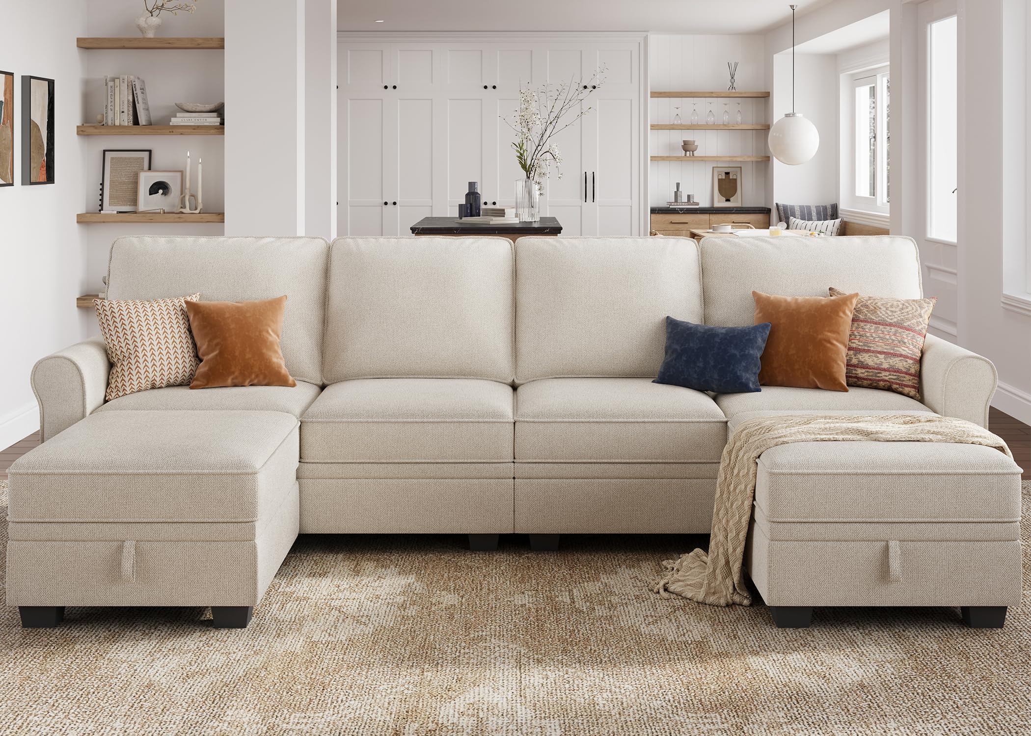 Photo 1 of *Box A ONLY* *Left side set* HONBAY Convertible Sectional Sofa with Storage U Shaped Sectional Couch with Reversible Chaise Small Sectional Couches for Living Room,Beige