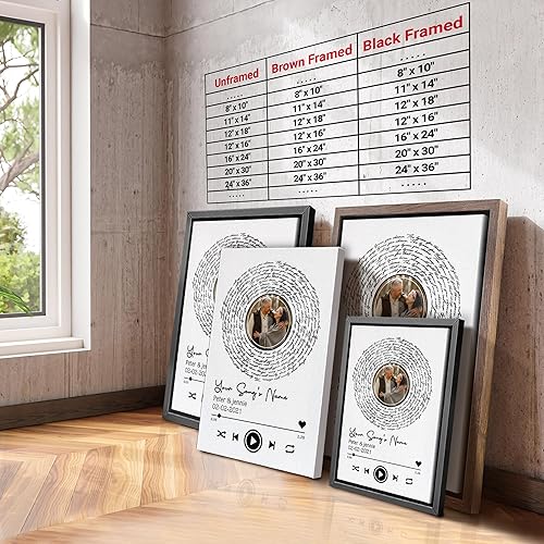 Vista 35 de H-DEWALL Letras de canciones personalizadas con marco, arte de pared musical personalizado para él, decoración sentimental y regalo inspirador