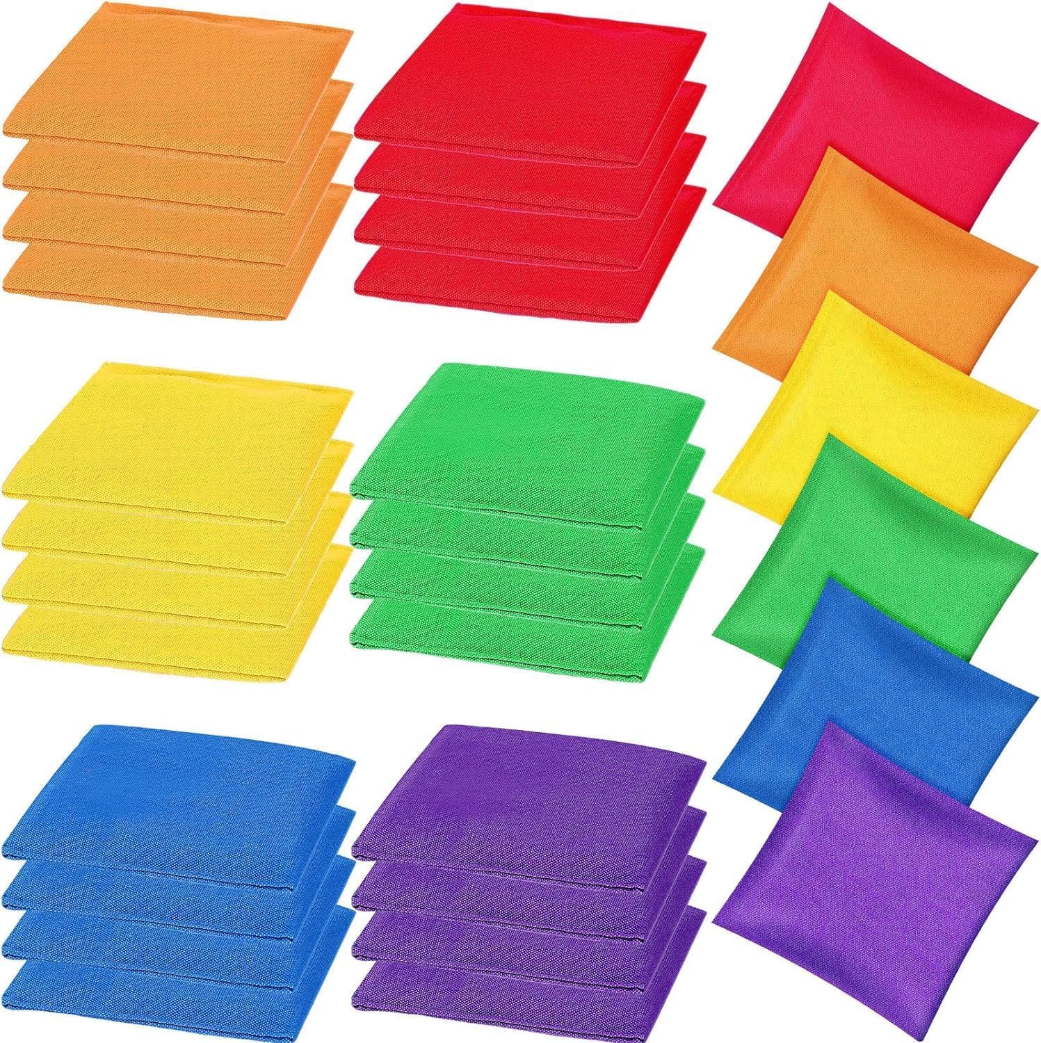 Lot de 24 poufs Cornhole à lancer - 15 x 15 cm - En nylon - Sac de rangement étanche - Avec sac de transport - Pour adultes - PE sensoriel - Jonglier - Éducation sportive