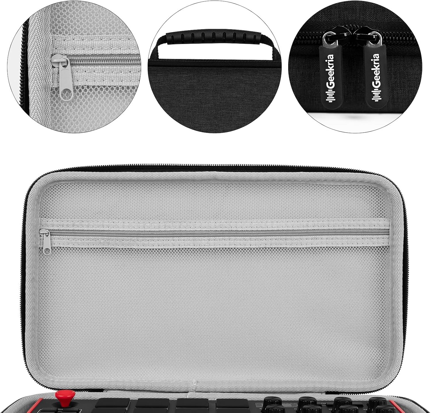 Geekria Hardshell Case Compatible with Akai Professional MPK Mini MK3, 25-Key Ultra-Portable USB MIDI Drum Pad and Keyboard Controller Protective Cover (Dark Grey)