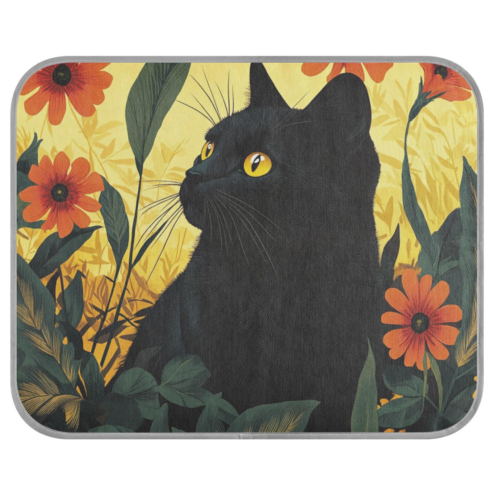 siphylline Black Cat Flowers Summer Summer Cooling mat for Dogs Self Cooling cat mat for cat Sleeping Essentials Camas frias para Perros S