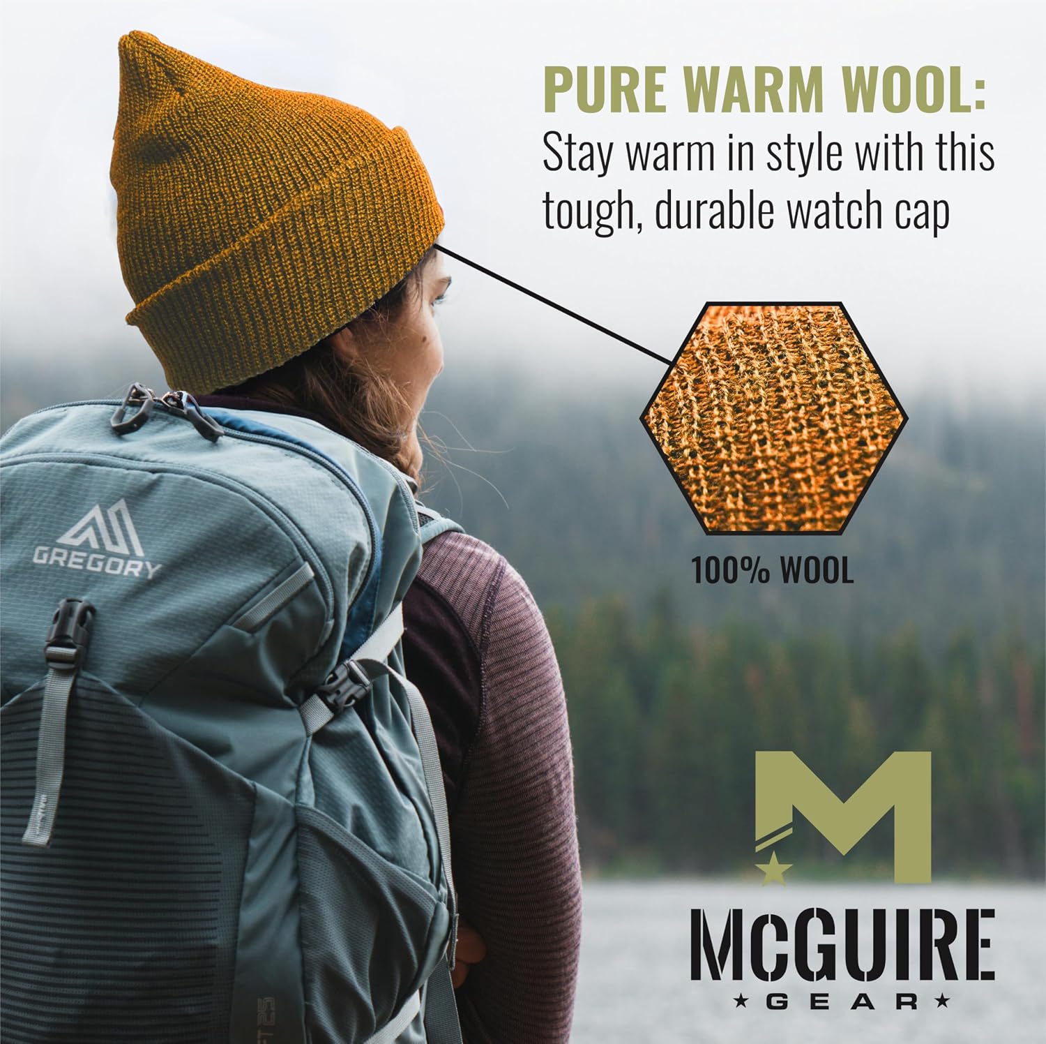 M MCGUIRE GEAR Warm Wool Military GI Watch Cap, 100% Wool US Made Tactical Beanie, Winter Hat for Men and Women - One Size